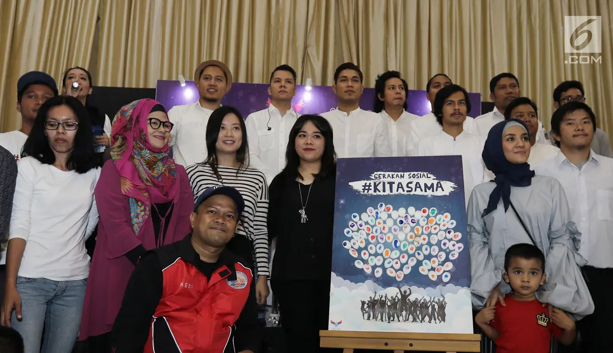 Gerakan sosial #KitaSama adalah sebuah seruan dan ajakan kepada generasi muda indonesia untuk bersama-sama membangun ruang disabilitas agar terciptanya keadilan dan kesetaran sosial indonesia, Jakarta, Rabu (14/6). (Liputan6.com/Herman Zakharia)