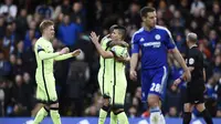 Pemain City merayakan kemenangan atas Chelsea (reuters)