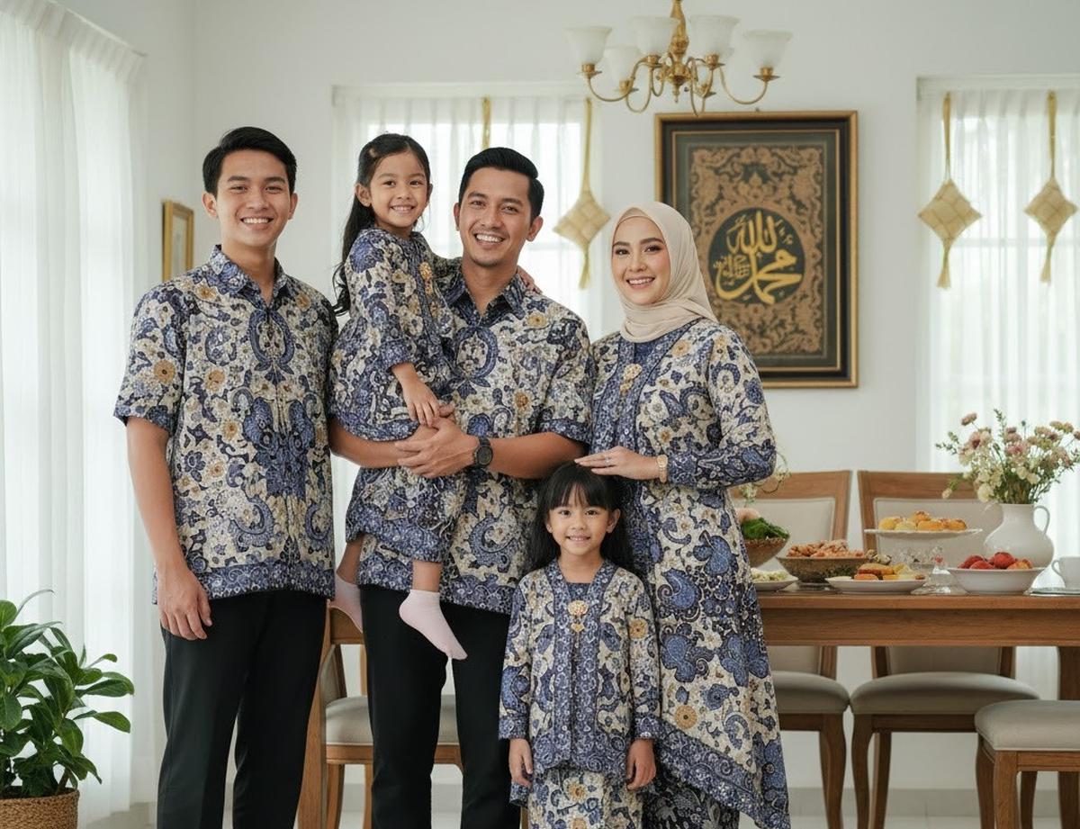 Ilustrasi Outfit Couple Keluarga Lebaran 2026 Set Seragam