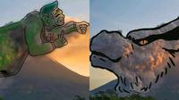 Lukisan Kartun Awan Panas Gunung Merapi yang meletus tahun 2023 (Sumber: Tangkapan Layar TikTok @faiqanamsan)