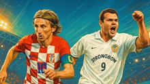 Ilustrasi Luka Modric dan Mark Viduka. (ilustrasi AI)