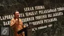 Ahok memberikan pidato saat serah terima laporan nota singkat di Balai Agung DKI, Sabtu (11/2). Ahok kini aktif kembali setelah mengikuti kampanye Pilkada DKI sejak 28 Oktober 2016 hingga 11 Februari 2017.  (Liputan6.com/Immanuel Antonius)