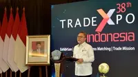 Mendag Zulkifli Hasan saat meluncurkan Trade Expo Indonesia (TEI) ke-38, hari ini, Senin (10/7) di kantor Kementerian Perdagangan.