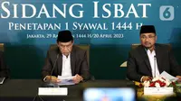 Berdasarkan hasil Sidang Isbat, pemerintah menetapkan 1 Syawal 1444 H jatuh pada Sabtu 22 April 2023. (Liputan6.com/Helmi Fithriansyah)