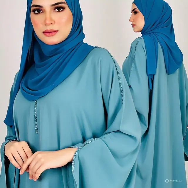 Kaftan Modern dengan Aplikasi Payet Minimalis