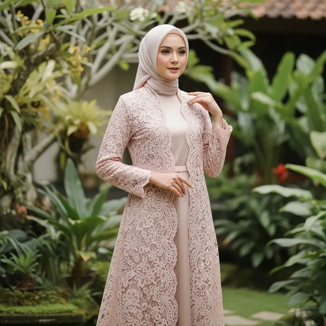 Model Gamis Terbaru Brokat Kombinasi Satin