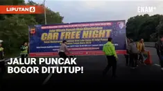 Menjelang pergantian tahun, jalur menuju kawasan Puncak, Bogor, Jawa Barat, ditutup total untuk kendaraan roda empat atau lebih mulai pukul 18.00 WIB, Selasa (31/12). Hanya kendaraan roda dua yang diizinkan melintas.