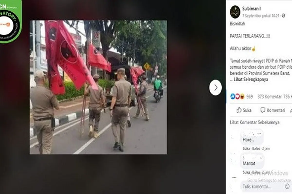 Gambar Tangkapan Layar Razia Bendera PDIP