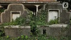 Tanaman liar merambat ke salah satu makam warga keturunan China di TPU Kebon Nanas, Jakarta, Selasa (21/1/2020). Kondisi ratusan kuburan China yang berada di TPU Kebon Nanas sangat memprihatinkan. (merdeka.com/Iqbal Nugroho)
