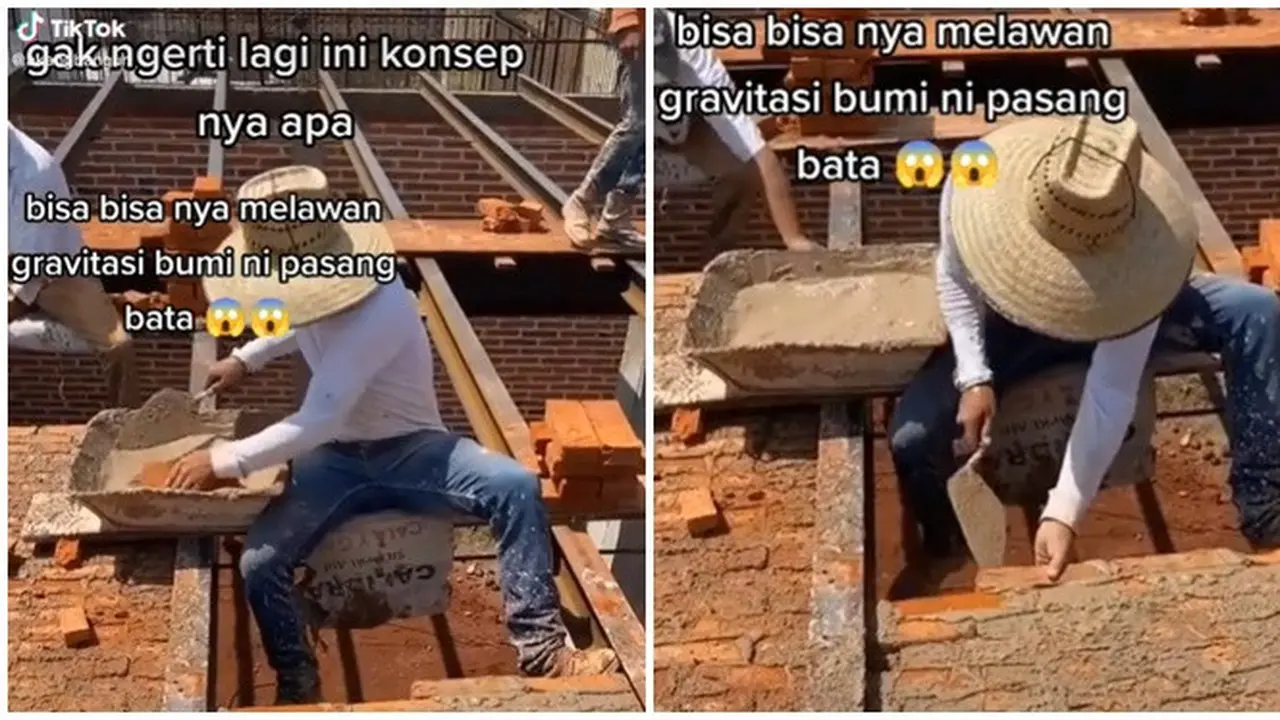 Aksi Tukang Bangunan Bikin Tembok Bak Lawan Gravitasi Ini Bikin Geleng Kepala