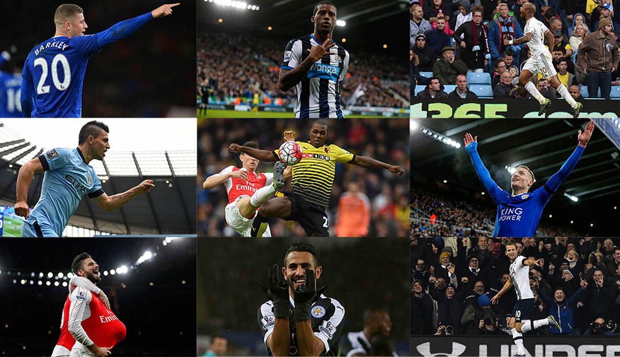Deretan pencetak gol terbanyak Liga Premier Inggris hingga pekan ke-16. Dimana pada posisi teratas masih dipegang oleh penyerang Leicester, Jamie Vardy.