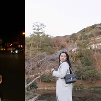 Enzy Storia dan Hesti Purwadinata dengan tas ikonis Deco Quilted Glitter Suede Bag dari Kate Spade New York (Foto/Sumber: Kanmo Group)