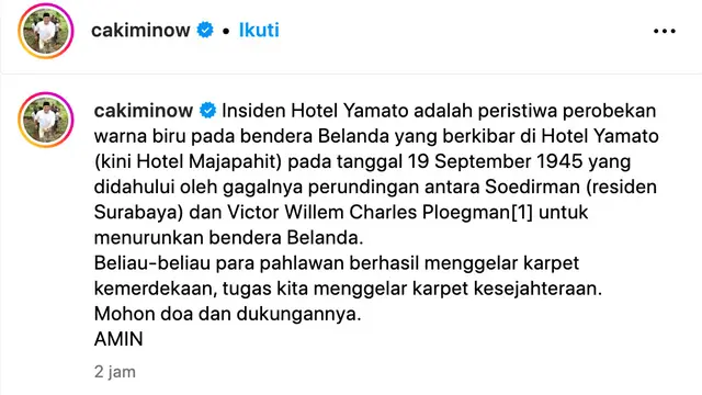 Unggahan Cak Imin. (Foto: Dok. Instagram @cakiminow)