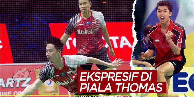 MOTION GRAFIS: Ekspresifnya Para Pemain Tim Bulutangkis Indonesia Ini di Momen Penting Piala Thomas