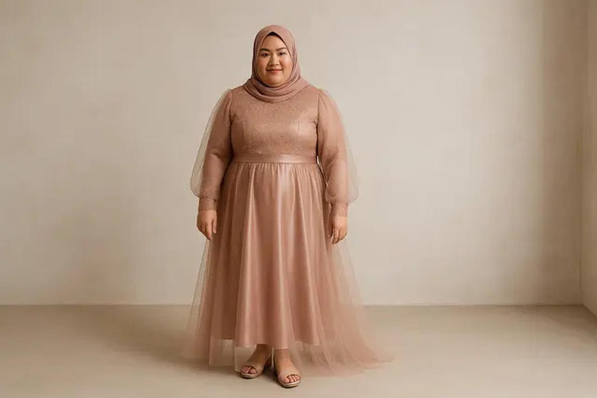 8 Model Dress Brokat untuk Orang Gemuk dan Pendek Berhijab, Pilih Ini Agar Terlihat Proporsional