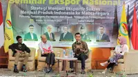 Seminar bertajuk Strategi Menjadi Eksportir Sukses Menjual Produk Indonesia ke Mancanegara (Peluang, tantangan, peraturan, dan Aspek perpajakan Perdagangan Ekspor) di Sahari Hotel, Jakarta Selatan pada 12 Oktober 2023.