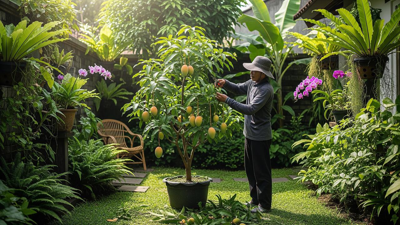 Cara Memangkas Pohon Mangga agar Pendek tetapi Buahnya Semakin Banyak (AI Generated)