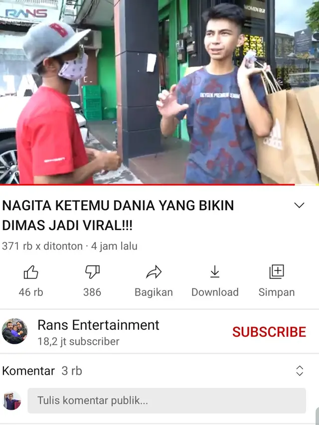 Unggahan Raffi Ahmad. (Foto: YouTube RANS Entertainment)
