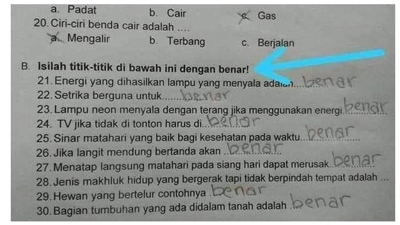 6 Jawaban Anak SD Ikuti Perintah Soal Ini Bikin Guru Elus Dada