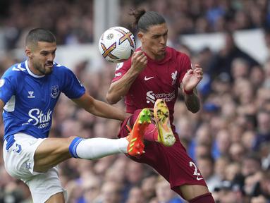 Laga bertajuk Derby Merseyside antara Everton melawan Liverpool tersaji saat pekan keenam Liga Inggris 2022/2023, Sabtu (03/09/2022) malam WIB. (AP/Jon Super)