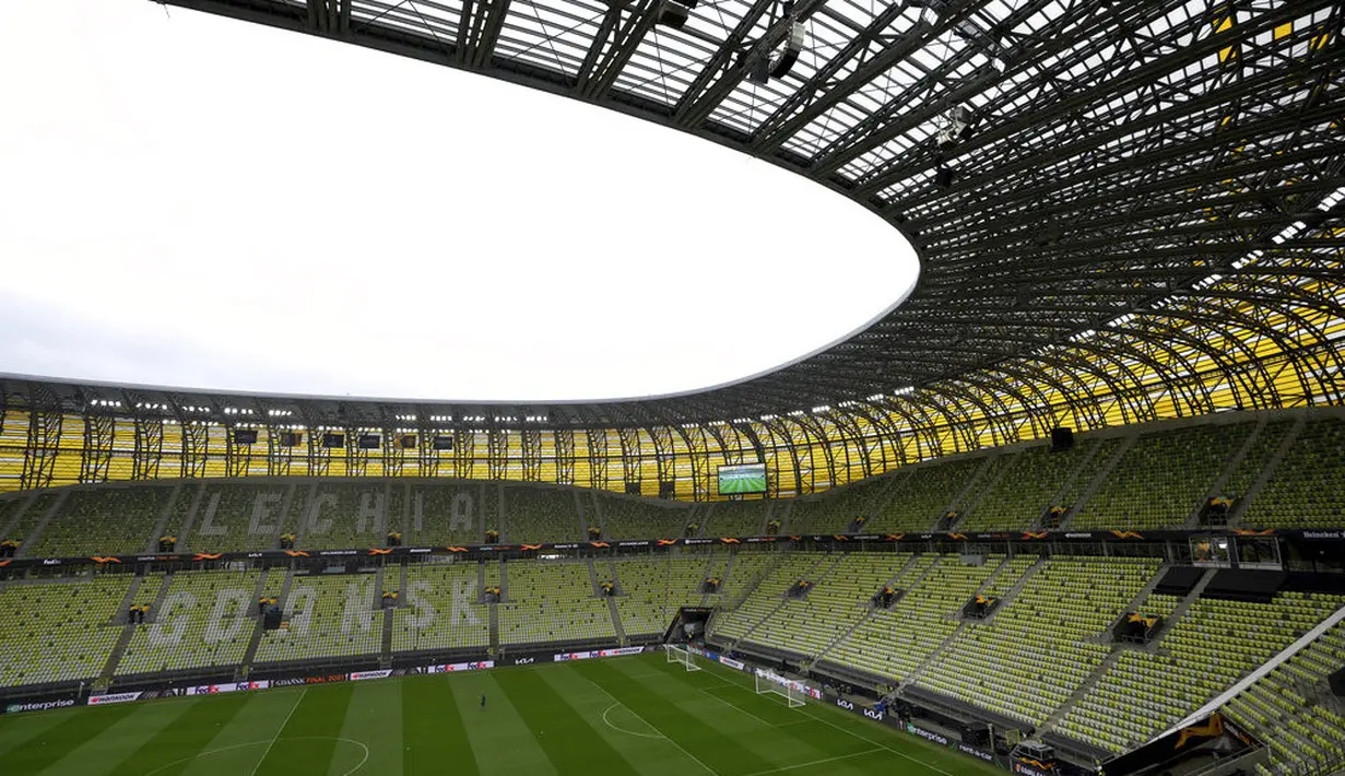 Mendengar kata Gdnask tentunya tak akan asing bagi para pecinta sepak bola tanah air. Ya stadion tersebut merupakan kandang klub Liga Polandia, Lechia Gdansk, markas pemain muda Indonesia, Egy Maulana Vikri berkarier. (AP/Michael Sohn)