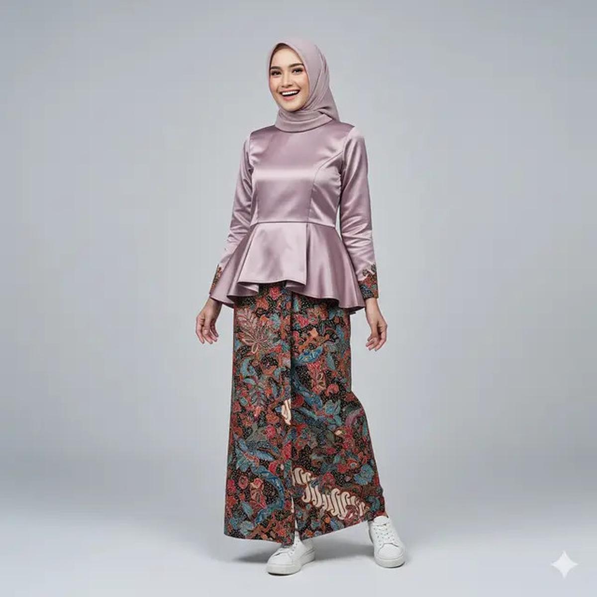 8 Model Gamis Batik Kombinasi Satin Mengkilap, Bikin Penampilanmu Mewah dan Elegan