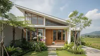 7 Rumah Pedesaan Minimalis Modern Atap Miring dan Taman Depan, Inspirasi Hunian Idaman