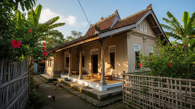 Warna Cat Rumah Kecil di Desa Ini Bikin Hunian Tampak Luas dan Estetik (Image by Gemini AI)