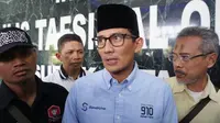 Cawapres Sandiaga Uno melakukan kunjungan ke Kantor Pimpinan Pusat MTA untuk silaturahmi dan minta doa restu,Sabtu (22/9).(Liputan6.com/Fajar Abrori)