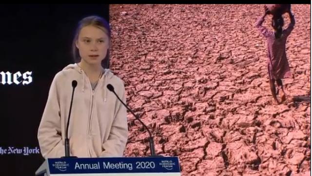 Greta Thunberg memberikan pidato dalam WEF Davos.