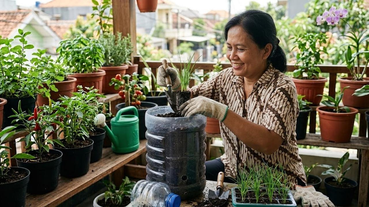 Cara Menanam Kucai di Galon 5 Liter (AI Generated)