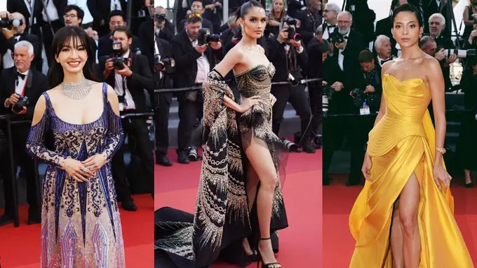 10 Adu Gaya Glamor Raline Shah, Cinta Laura, dan Putri Marino di Cannes Film Festival