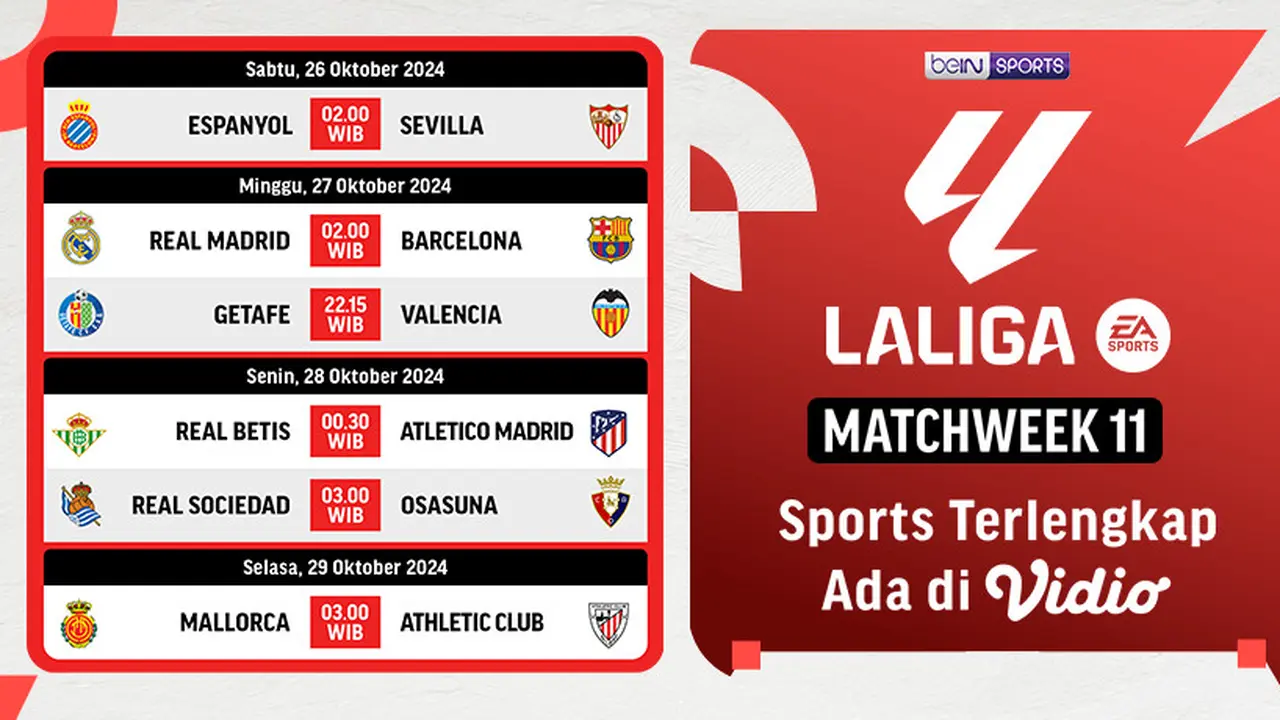 Jadwal La Liga 2024/2025 Matchweek 11