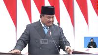 Momen itu terjadi ketika Prabowo tengah berbicara mengenai produk nasional yang berhasil bersaing di pasar global. (Foto: Tangkapan Layar YouTube TV Parlemen)