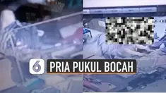 Terekam kamera cctv seorang pria tega memukul bocah karena tersenggol sarung.