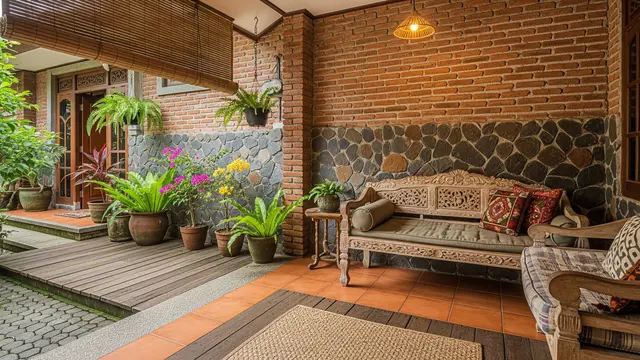 Model Teras Depan Rumah dengan Lantai Dinding