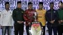 Sekjen PDIP Hasto Kristiyanto mewakili 8 sekjen partai politik pendukung Jokowi memberikan keterangan usai bertemu dengan ketua dan komisioner KPU di Kantor KPU, Jakarta, Selasa (7/8). (Merdeka.com/Iqbal S. Nugroho)