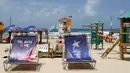 Gambar pada 7 Mei 2019 menunjukkan pemandangan pantai yang ada di Tel Aviv. Israel akan menjadi tuan rumah kontes lagu Eropa Eurovision 2019 yang bakal digelar 18 Mei mendatang  setelah negara itu memenangkan kontes pada 2018 di Lisboa, Portugal. (Photo by JACK GUEZ / AFP)