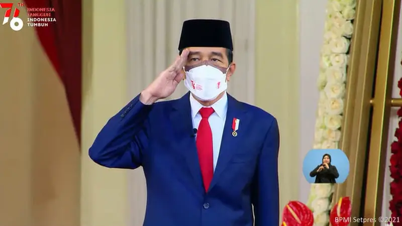 Tanpa Pakaian Adat, Jokowi-Ma'ruf Amin Kompak dengan Setelan Jas di Upacara Penurunan Bendera