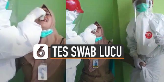 VIDEO: Kocak, Reaksi Seorang Wanita Saat Tes Swab