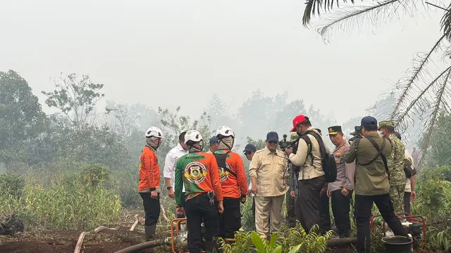 Prabowo meninjau kebakaran hutan dan lahan di Kalimantan Barat, Sabtu (22/8/2026). (Liputan6.com/Lizsa Egeham).
