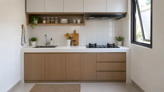 Meja Dapur Berlapis Keramik Putih