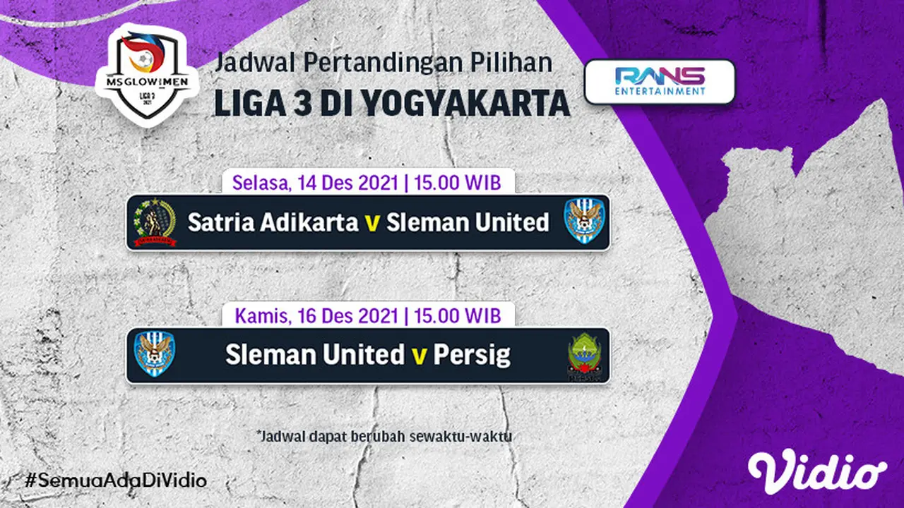 Jadwal lengkap Liga 3 DIY Kamis, 16 Desember 2021