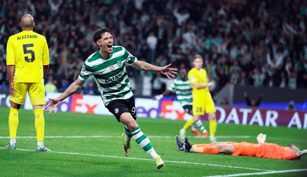 Perjalanan bak dongeng Bodo/Glimt di Liga Champions akhirnya terhenti, setelah Sporting CP tampil luar biasa dengan membalikkan keadaan dari ketertinggalan tiga gol di leg pertama. (AFP/Patricia De Melo Moreira)