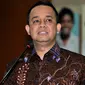  Menteri Pendidikan dan Kebudayaan Anies Baswedan memberi keterangan pers terkait satu tahun kempemimpinannya, Jakarta, (19/10/2015). 