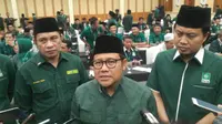 Ketua DPP PKB Muhaimin Iskandar memberi penjelasan. (foto : Liputan6.com / edhie prayitno ige)