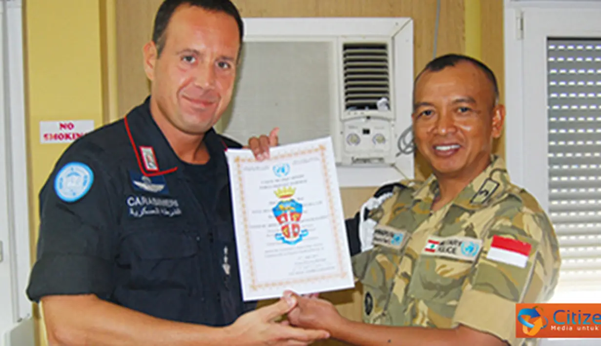 Citizen6, Lebanon: Letnan Kolonel Cpm Ida Bagus Rahwan Diputra, mengatakan, ini adalah bentuk apresiasi dan penghargaan yang diberikan oleh FPM Head Quarters UNIFIL seluruh anggota Kontingen Garuda/SEMPU. (Pengirim: Badarudin Bakri)