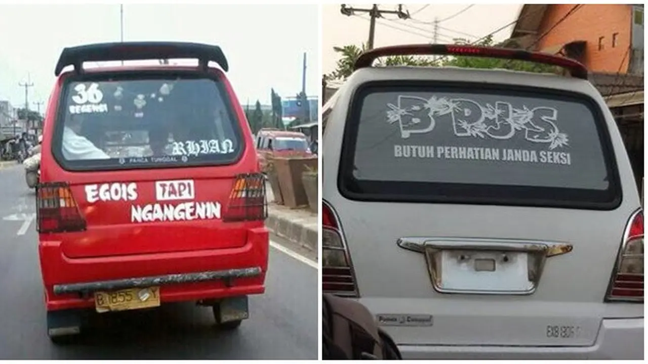 Tulisan Kocak Dibelakang Angkot Ini Bikin Gagal Fokus