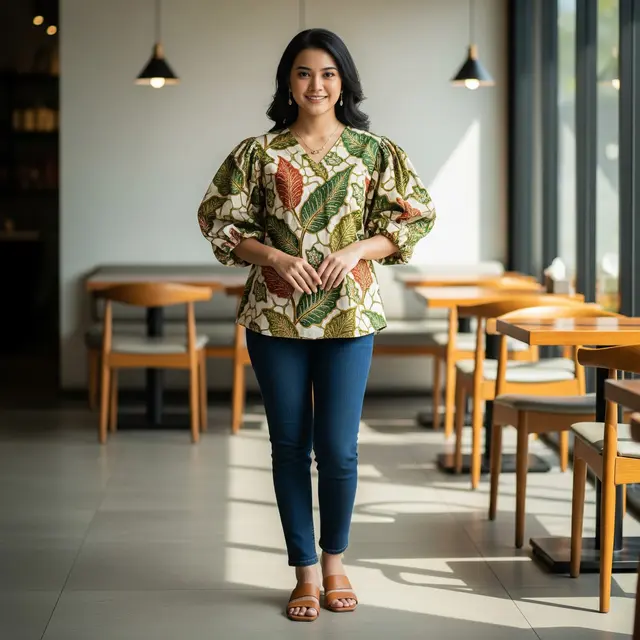 9 Model Atasan Batik Motif Daun Kekinian, Tren Fashion Tampil Stylish