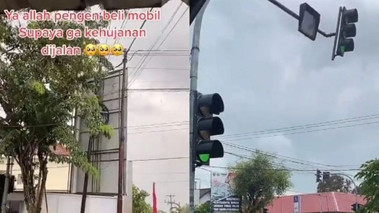 Pemotor berteduh karena hujan